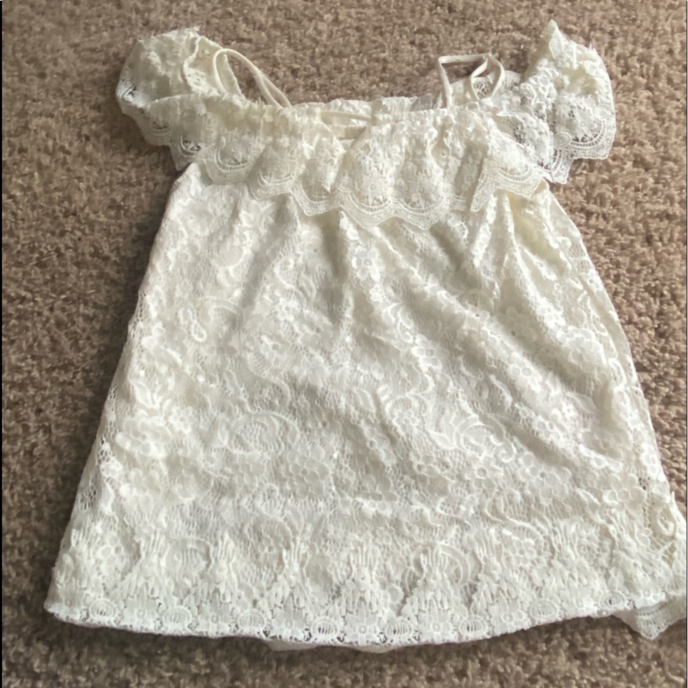 Lace off white off the shoulder top